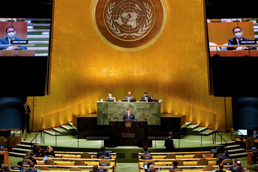 Ukrajinski ministar vanjskih poslova Dmitro Kuleba za govornicom u UN-u (Foto: Guliver images)